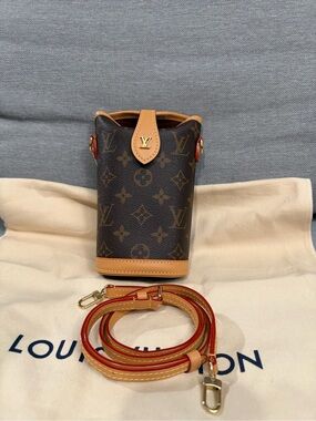 Louis Vuitton Brown Monogram Mini Bucket with Vachetta Trim and Red-Edged Strap